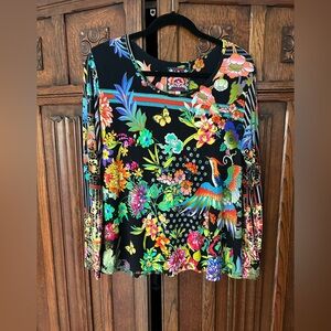 Johnny Was Multicolor Floral Long Sleeve Blouse